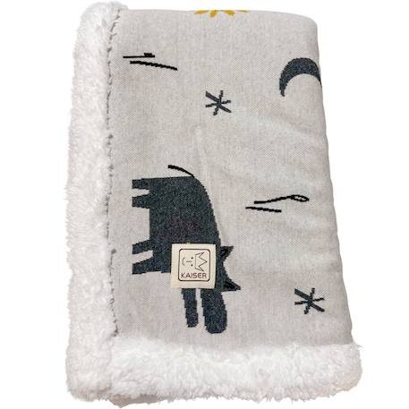 Couverture zoo en tricot et polaire (80 x 100 cm) Beige, jaune, gris 3 - vertbaudet enfant 