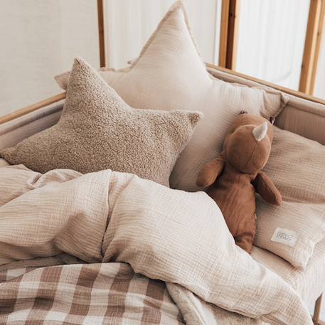 Couverture polaire vichy caramel (110 x 80 cm) Ecru, marron 4 - vertbaudet enfant 