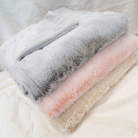 Couverture microdoux snow crème (75 x 100 cm) Crème+Gris 5 - vertbaudet enfant 