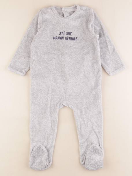 Pyjama velours - 2 ans Gris 1 - vertbaudet enfant 