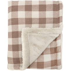 Linge de maison et décoration-Linge de lit enfant-Couverture polaire vichy caramel (110 x 80 cm)