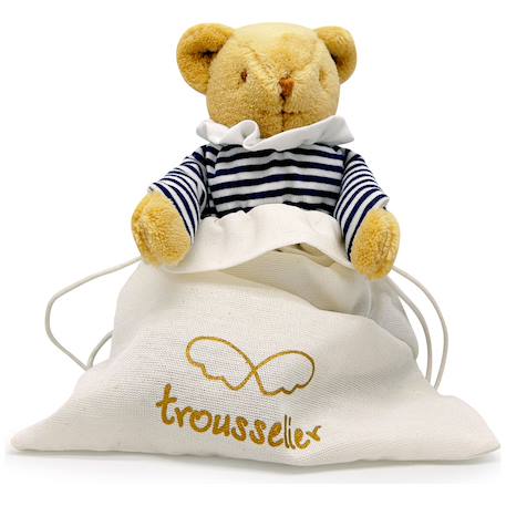 Doudou avec hochet ours marinière Bleu, blanc, marron 3 - vertbaudet enfant 