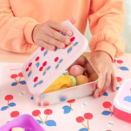 Lunch box en acier inoxydable cerises Rose, rouge, jaune 3 - vertbaudet enfant 
