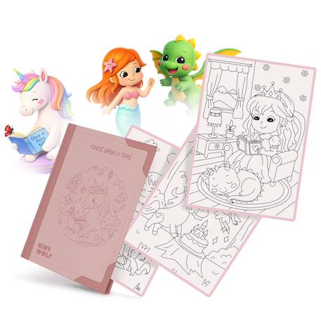 Recharge kidydraw pad 30 cartes à décalquer dès 6 ans Bleu+Jaune+Rose 11 - vertbaudet enfant 