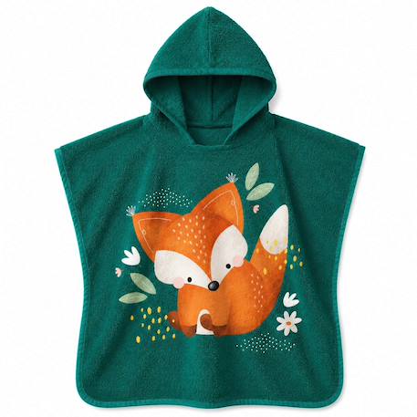 Fille-Poncho de bain enfant à capuche en coton animaux