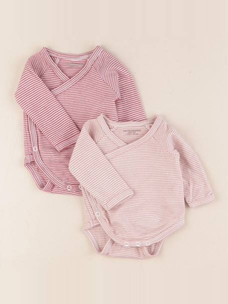 Lot de 2 bodies en coton - 1 mois Rose, rouge 1 - vertbaudet enfant 
