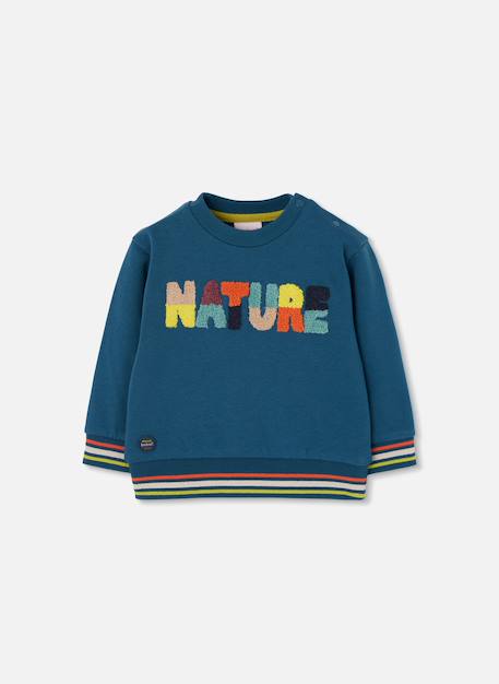 Sweat-shirt garçon molleton imprimé nature Bleu 2 - vertbaudet enfant 