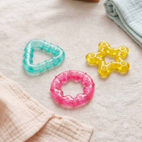 Lot de 3 anneaux de dentition réfrigérants formes cool shapes Turquoise 3 - vertbaudet enfant 