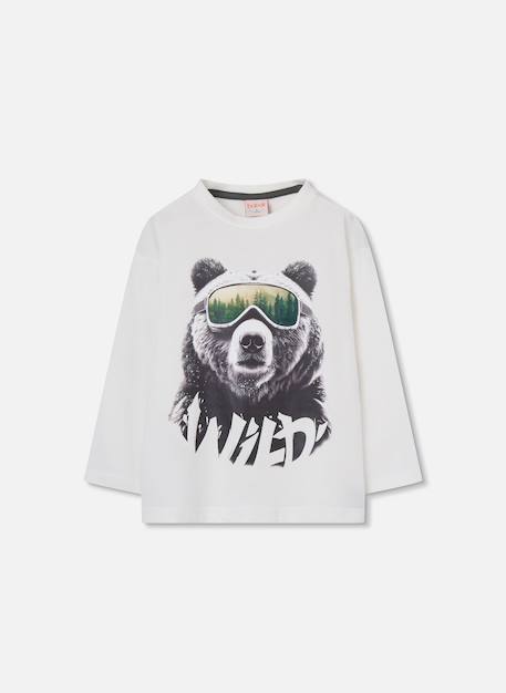 T-shirt garçon en maille imprimé ours Blanc 2 - vertbaudet enfant 