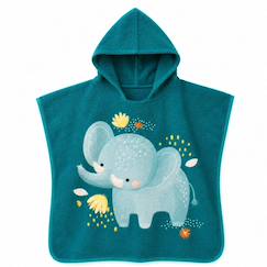 Linge de maison et décoration-Linge de bain bébé-Poncho de bain enfant à capuche en coton animaux