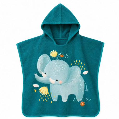 Fille-Poncho de bain enfant à capuche en coton animaux