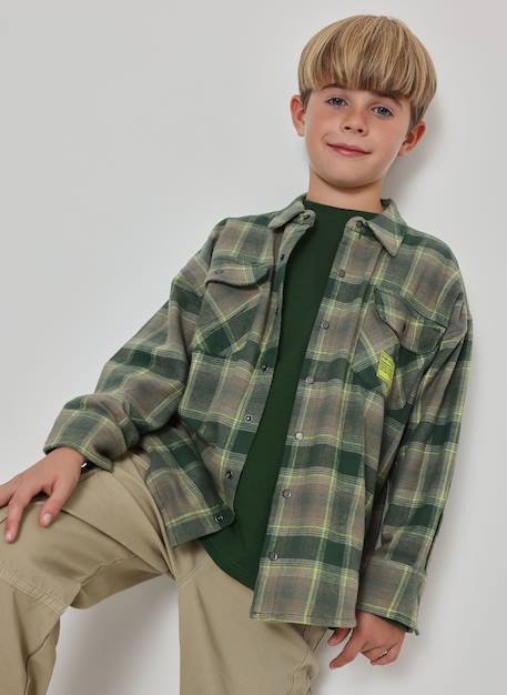 Garçon-Chemise-Surchemise garçon à carreaux avec patch