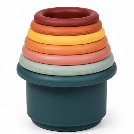 Gobelets empilables en silicone bébé jeu d'éveil et de bain Terracotta 3 - vertbaudet enfant 