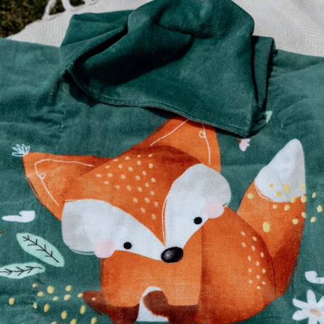Poncho de bain enfant à capuche en coton animaux Bleu+Orange+Rose+Vert paon 14 - vertbaudet enfant 
