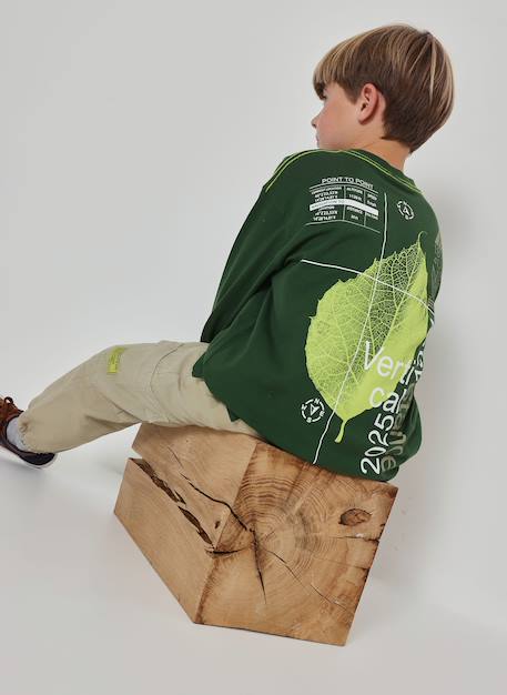 T-shirt garçon en maille imprimé voiture Vert 1 - vertbaudet enfant 