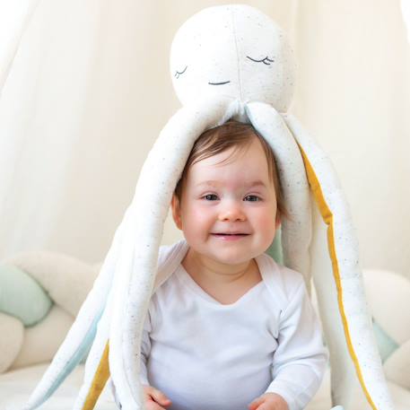 Peluche poulpie la pieuvre #cce8d2+#ece7d8+#edbe00+Blanc 9 - vertbaudet enfant 