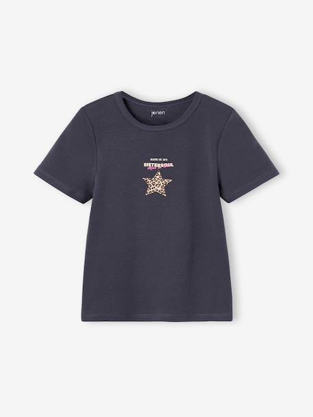 T-shirt manches courtes fille cropped encre+noir 1 - vertbaudet enfant 