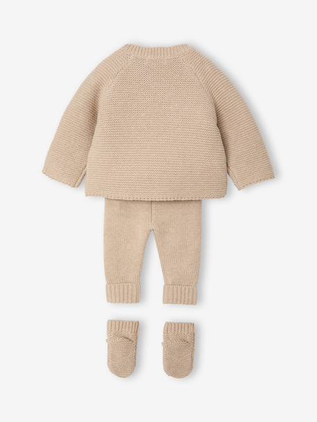 Ensemble 3 pièces naissance mixte beige chiné 5 - vertbaudet enfant 