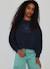 Sweat-shirt fille molleton imprimé fleurs Bleu 1 - vertbaudet enfant 