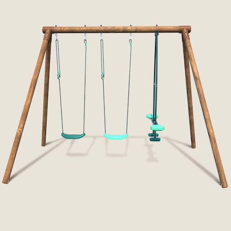 Portique en bois rond 3 agrès avec face à face polo Marron 2 - vertbaudet enfant 