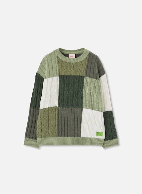 Pull garçon patchwork Blanc 2 - vertbaudet enfant 