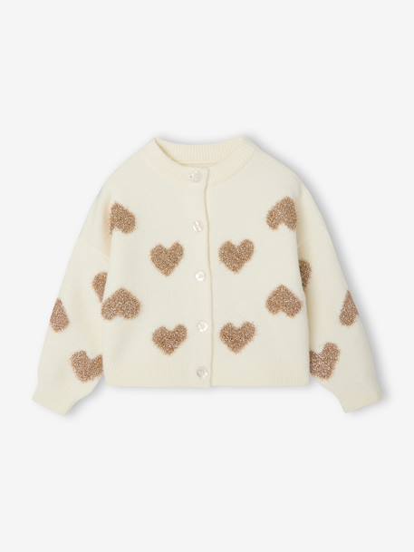 Gilet boutonné fille manches longues écru 3 - vertbaudet enfant 
