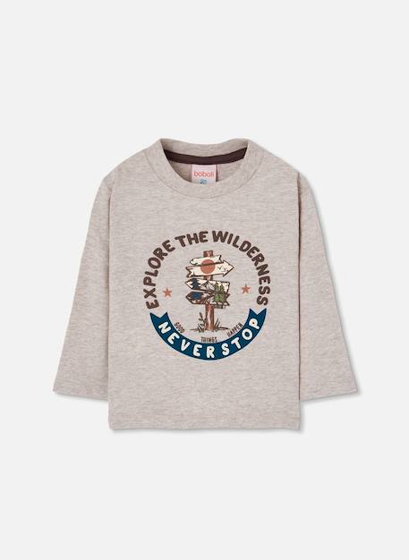 T-shirt garçon maille imprimé aventure Beige 2 - vertbaudet enfant 