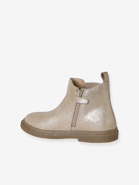 Boots enfant en cuir zippées jaune d'or 3 - vertbaudet enfant 