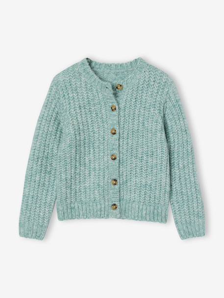 Gilet fille loose maille mousseuse bleu pétrole+gris chiné+menthe+rose+violine 12 - vertbaudet enfant 