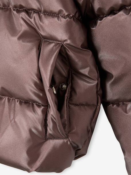Doudoune à capuche fille doublée maille polaire anthracite+mauve+or+rose poudré 7 - vertbaudet enfant 