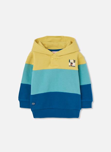 Sweat-shirt garçon en molleton à capuche Vert 3 - vertbaudet enfant 