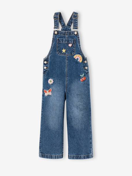 Salopette fille large en denim bleu moyen+denim black+denim gris+stone 1 - vertbaudet enfant 