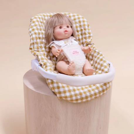 Siège auto pour poupée vichy camel Blanc, rose 1 - vertbaudet enfant 