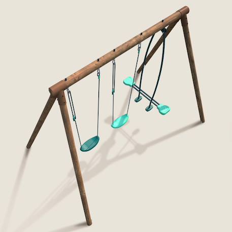 Portique en bois rond 3 agrès avec face à face polo Marron 6 - vertbaudet enfant 