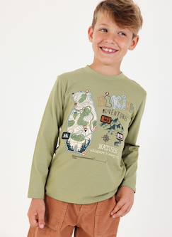 Garçon-T-shirt, polo, sous-pull-T-shirt garçon en maille imprimé ours aventure