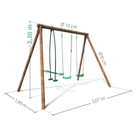 Portique en bois rond 3 agrès avec face à face polo Marron 5 - vertbaudet enfant 
