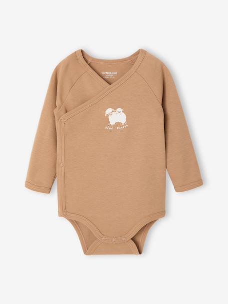 Lot de 2 bodies naissance manches longues cappuccino+rose pâle+vert sauge 2 - vertbaudet enfant 