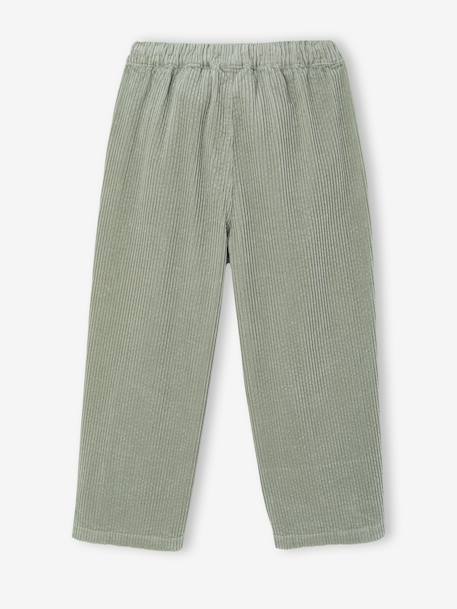 Pantalon fille velours forme loose Léopard+vert de gris+vieux rose 8 - vertbaudet enfant 
