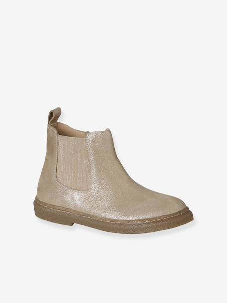 Boots enfant en cuir zippées jaune d'or 1 - vertbaudet enfant 
