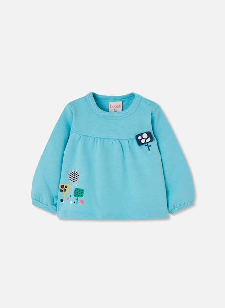 Sweat-shirt bébé fille en molleton imprimé fleurs Bleu 1 - vertbaudet enfant 