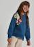 Sweat-shirt fille en molleton imprimé fleurs Bleu 1 - vertbaudet enfant 
