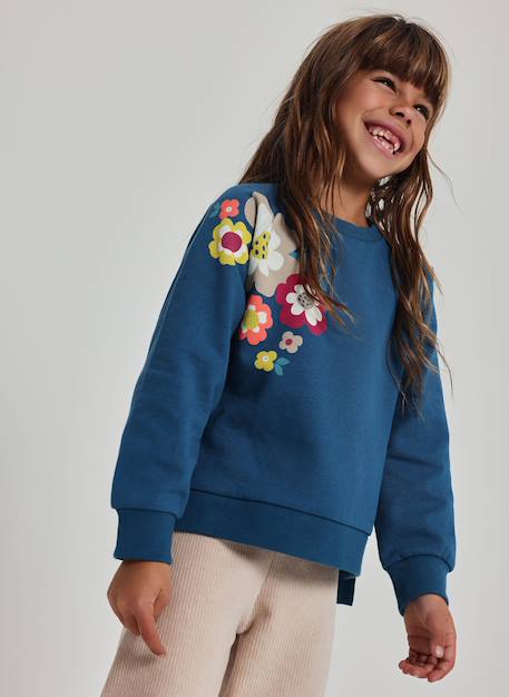 Fille-Pull, gilet, sweat-Sweat-Sweat-shirt fille en molleton imprimé fleurs