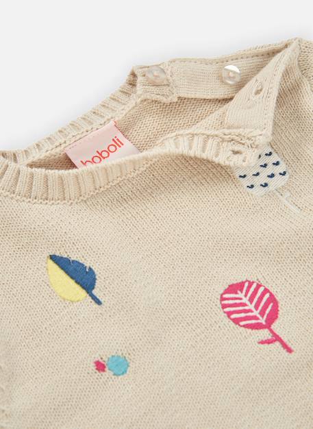 Pull bébé fille brodé d'arbres Beige 3 - vertbaudet enfant 