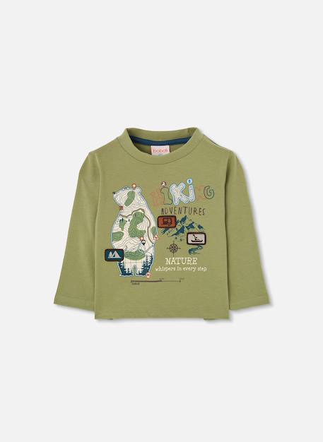 T-shirt garçon en maille imprimé ours aventure Vert 2 - vertbaudet enfant 