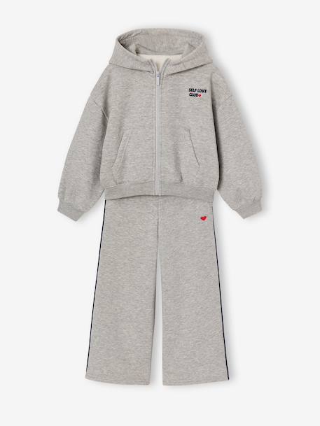 Ensemble jogging fille sweat zippé gris chiné 2 - vertbaudet enfant 