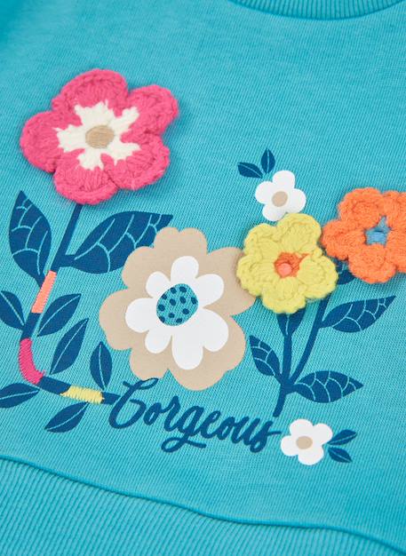 Robe en molleton imprimée fleurs Bleu 4 - vertbaudet enfant 