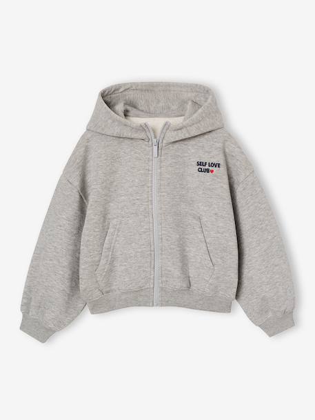 Ensemble jogging fille sweat zippé gris chiné 3 - vertbaudet enfant 