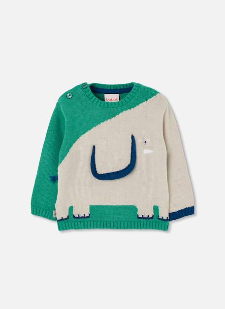 Pull bébé garçon imprimé éléphant Vert 2 - vertbaudet enfant 