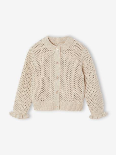 Gilet fille manches longues beige 2 - vertbaudet enfant 