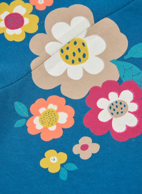 Sweat-shirt fille en molleton imprimé fleurs Bleu 4 - vertbaudet enfant 